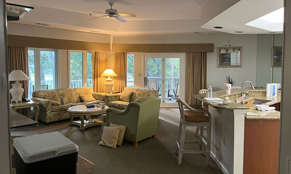 Open living area and kitchen bar